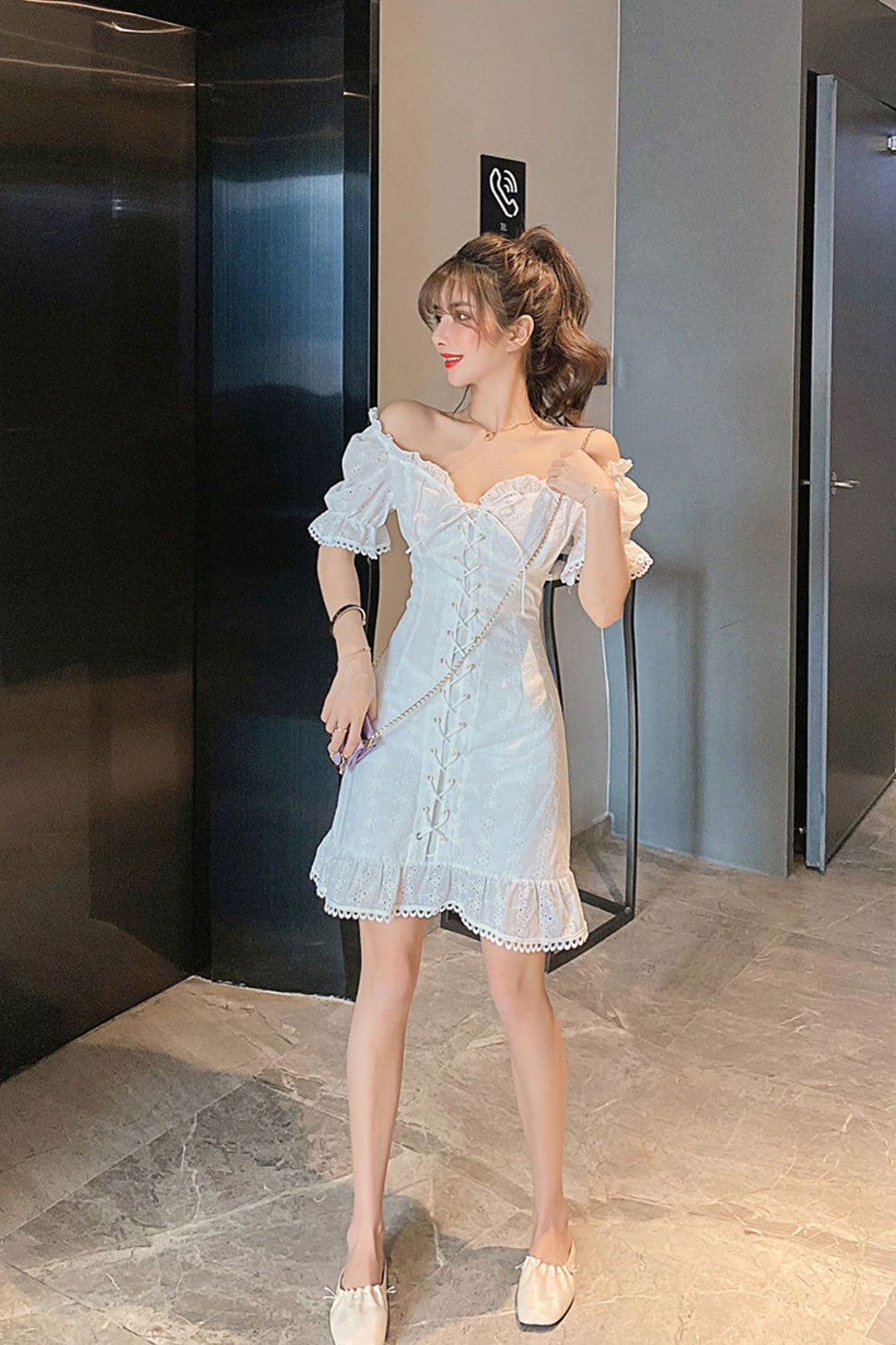 Boho > Vintage Dress, Boho Mini Dress, Sara White Lace