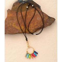 Boho Necklace, Red 7 Color Chakra Pendantn