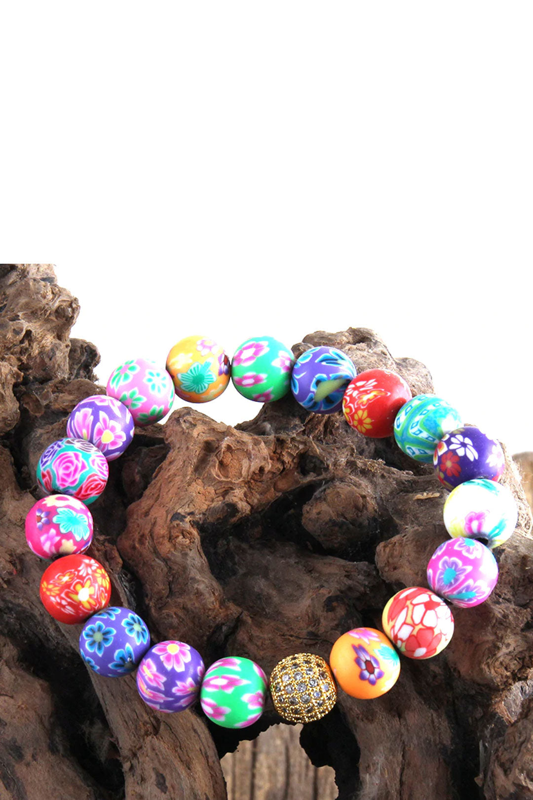 Boho Bracelet, RH Colorful Cray in Pink Blue Beach