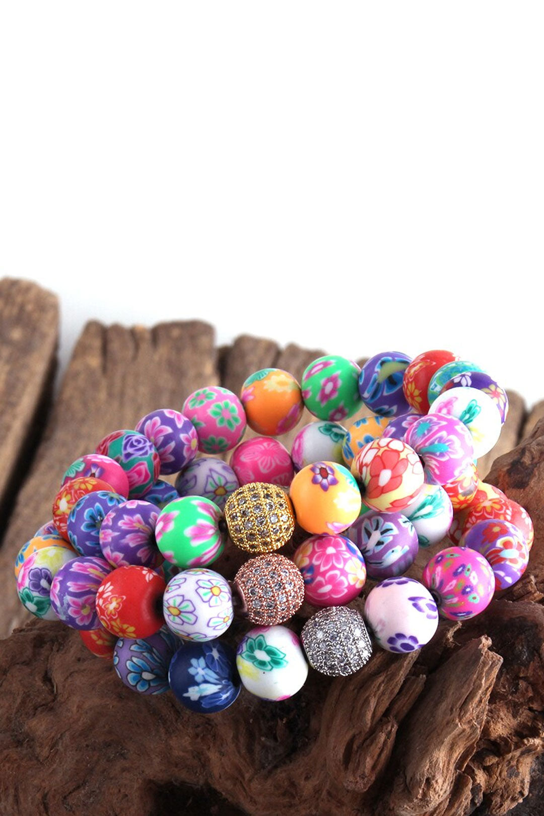 Boho Bracelet, RH Colorful Cray in Pink Blue Beach