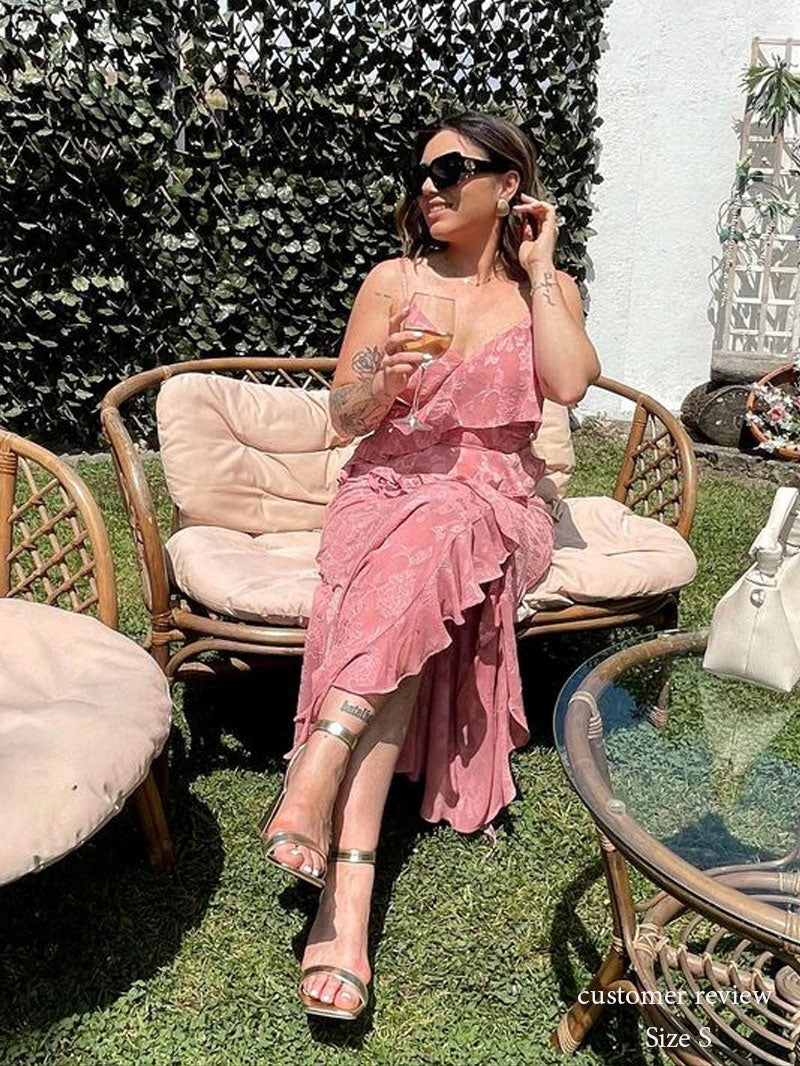 Boho Beach Dress - Ruffled Floral Dress for Your Summer Vacation Vibes Olivia