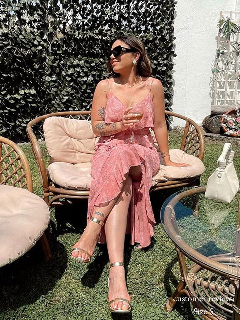 Boho Beach Dress - Ruffled Floral Dress for Your Summer Vacation Vibes Olivia