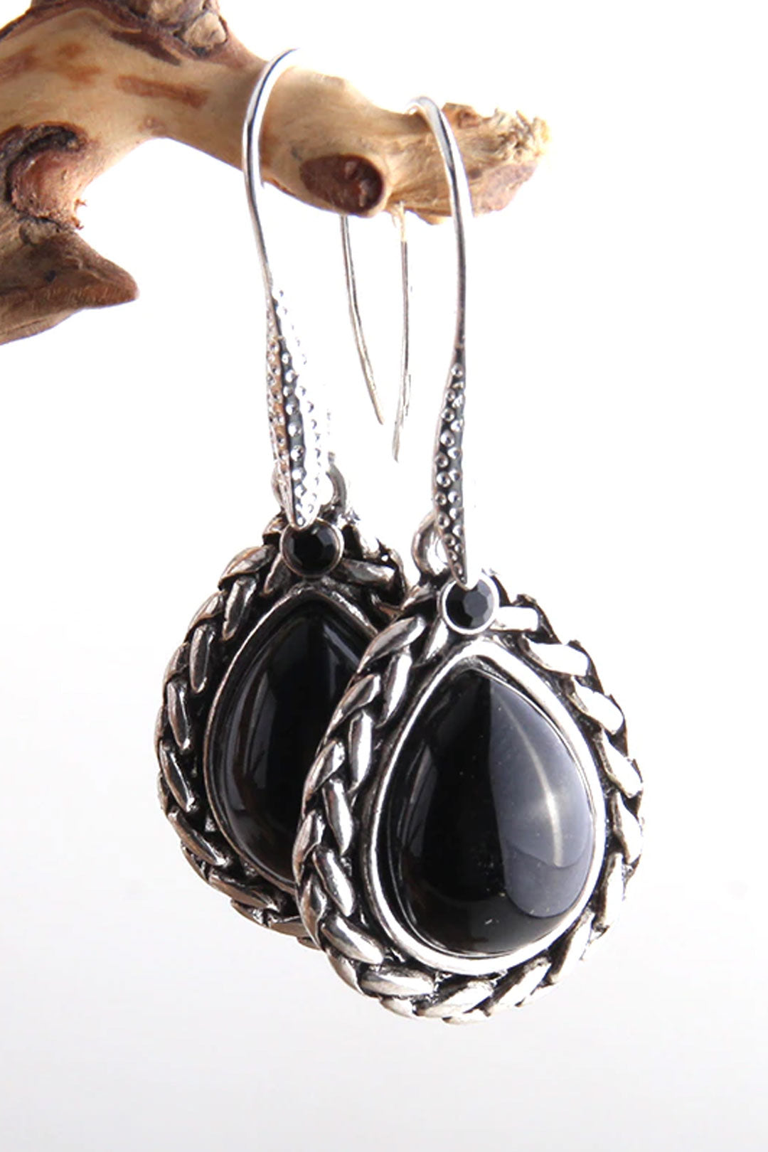 Boho Earrings, RH Dangle Earrings, Black Silver