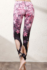 Yoga Legging, Yoga Pants, Boho Legging, Printed Tight, Pink Sakura