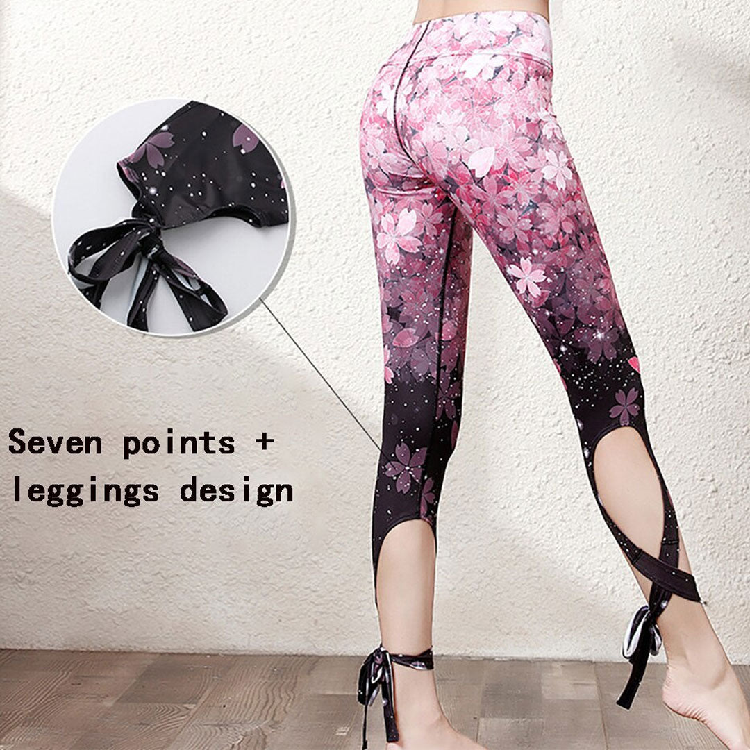 Yoga Legging, Yoga Pants, Boho Legging, Printed Tight, Pink Sakura
