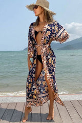 Boho Robe, Kimono Robe,  Beach Cover up, Carina Rose Midnight Black