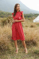 Boho Midi Dress, Raffle Red Heart (Red, Black, Blue)
