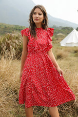 Boho Midi Dress, Raffle Red Heart (Red, Black, Blue)