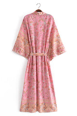 Boho Robe, Kimono Robe,  Beach Cover up, Carina Rose Pink