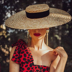 Boho Hat, Sun Hat, Beach Hat, Wide Brim Straw Hat 12,15,18 cm, Ribbon