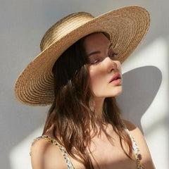 Boho Hat, Sun Hat, Beach Hat, Wide Brim Straw Hat 12,15,18 cm, Ribbon