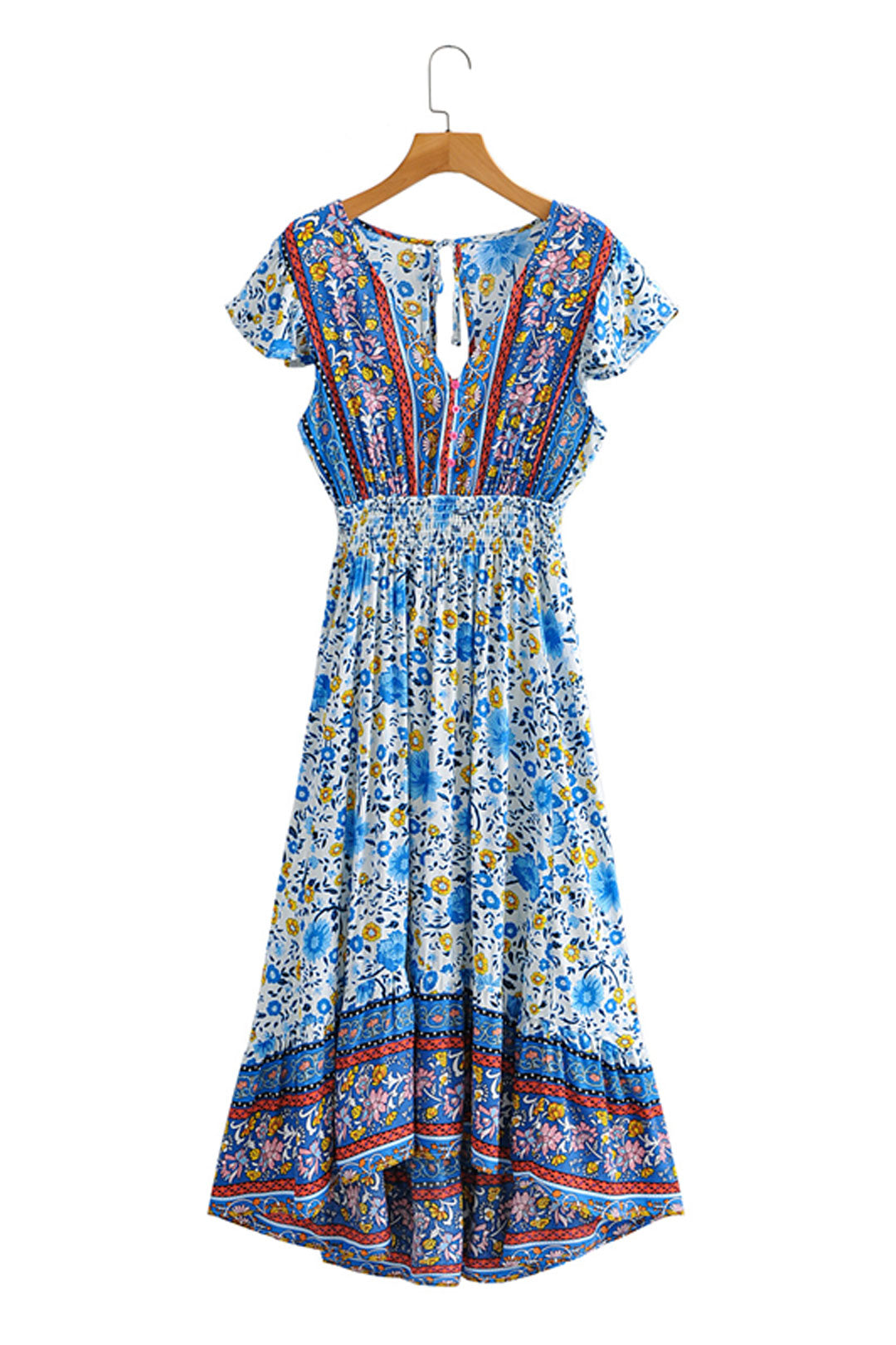 Boho Maxi Dress, Blue Wild Flower