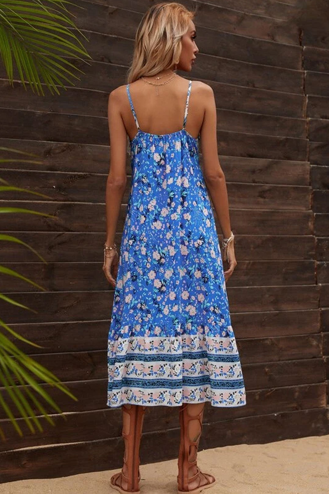 Boho Mini Dress Strappy Sundress, Blue Gypso