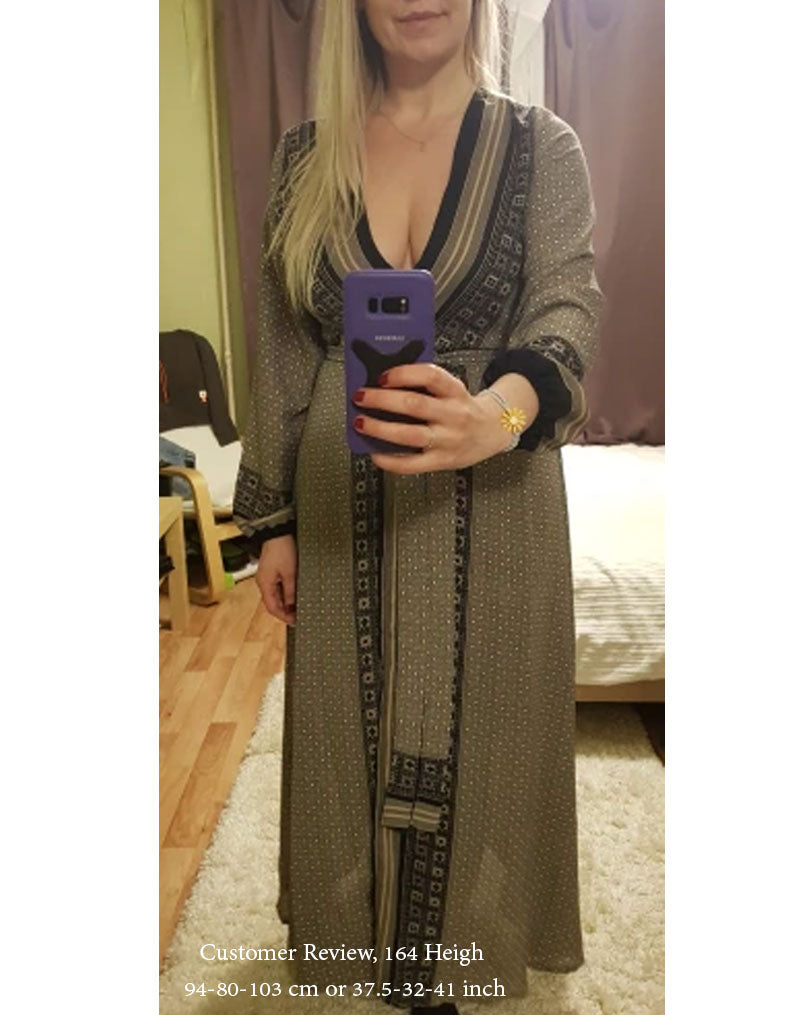 Vintage Dress, Boho Maxi Dress, Gown, India Dot in Brick, Brown and Gray