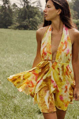Boho Beach Dress - Mini Sexy Tie Dye Backless Halter Dress - Inner Wanderer