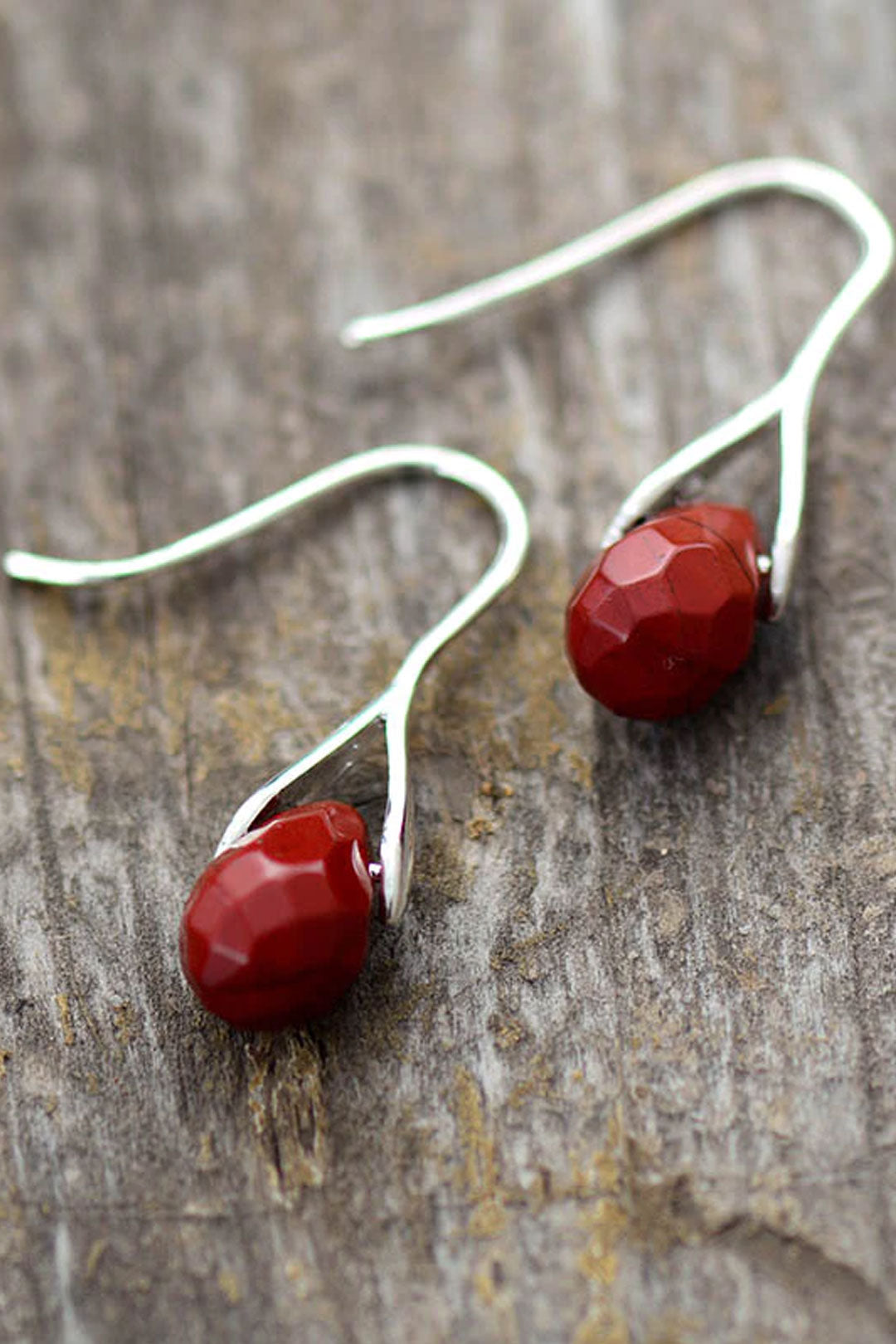 Boho Earrings, Dangle Earrings, Purple Amethyst and Red Jasper