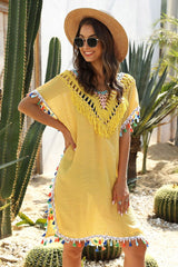 Midi Dress, Beach Dress, Cover up Dress,, White & Yellow Shunshine