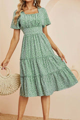 Boho Midi Dress, Mia Raffle Red Heart in Green