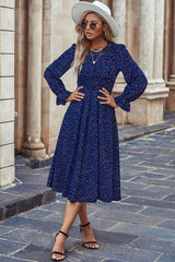 Boho Midi Dress, Amelia Blue Polka Dot