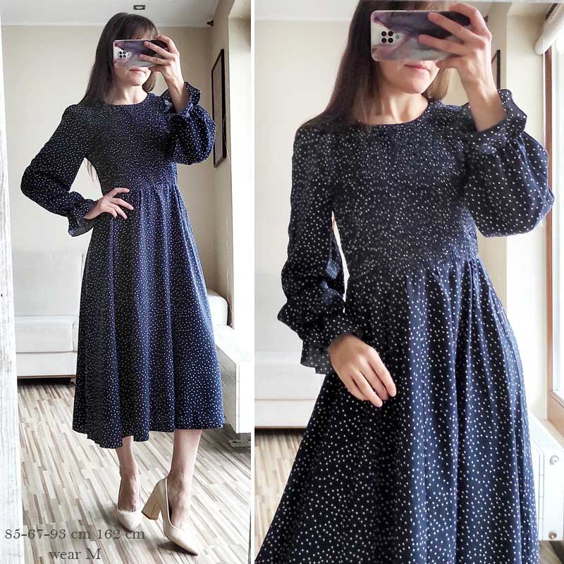 Boho Midi Dress, Amelia Blue Polka Dot