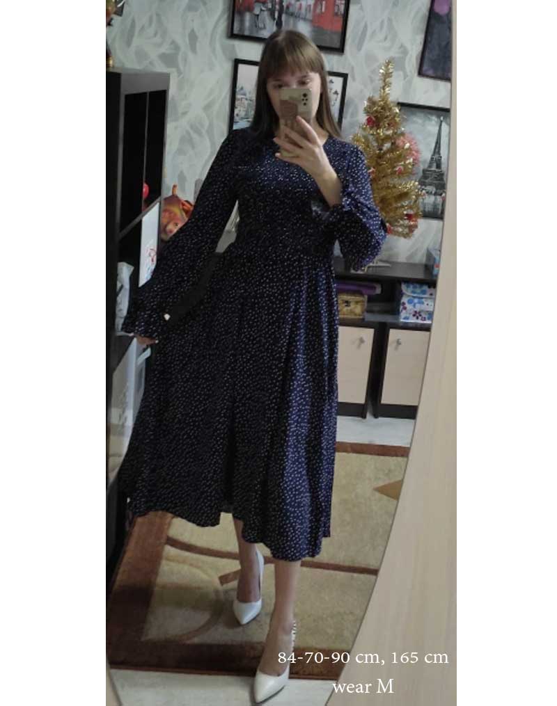 Boho Midi Dress, Amelia Blue Polka Dot