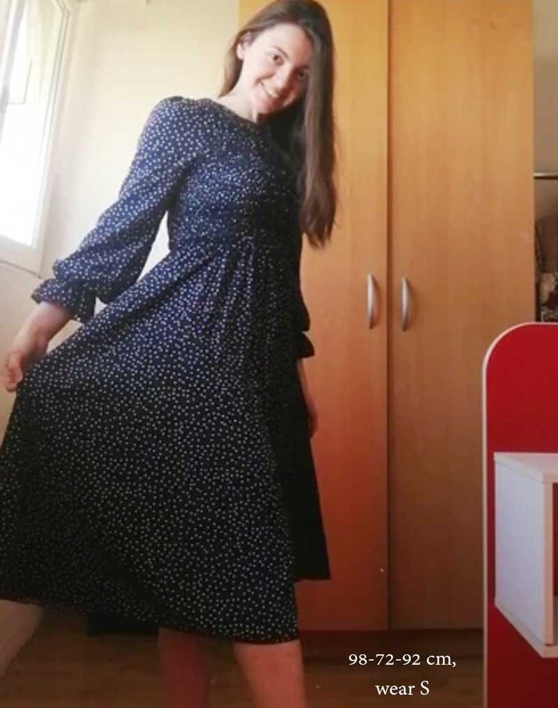 Boho Midi Dress, Amelia Blue Polka Dot