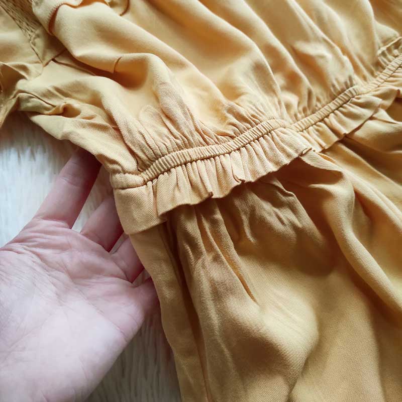 Boho Midi Dress, Ruffle Grace in Yellow