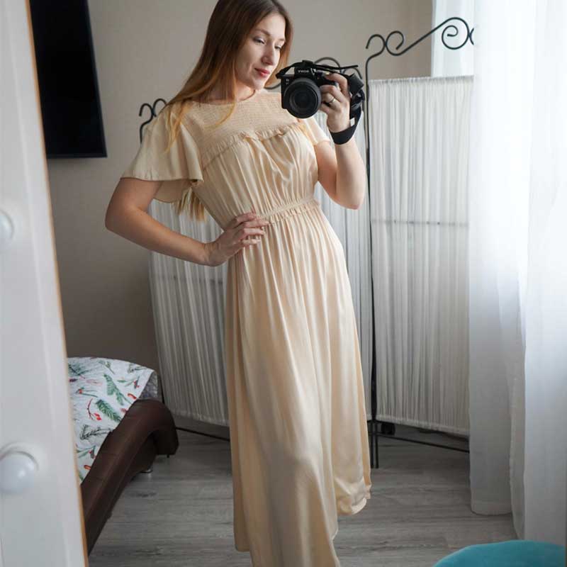 Boho Midi Dress, Ruffle Grace in Yellow