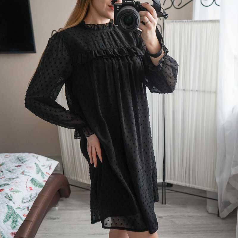 Boho Mini Dress Tunic Dress, Willow in Black