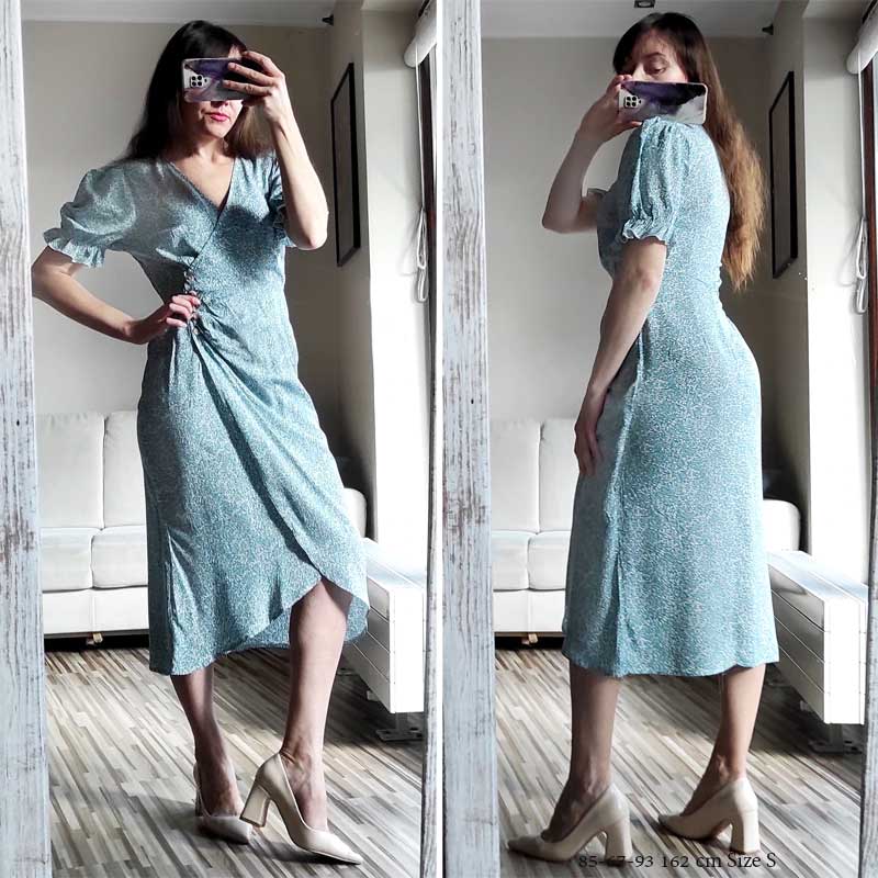 Boho Midi Dress, Wrap Dress, Green Cecilia