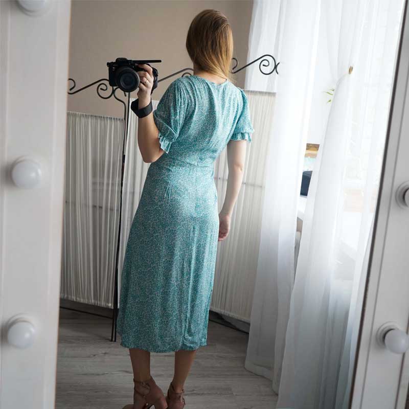 Boho Midi Dress, Wrap Dress, Green Cecilia