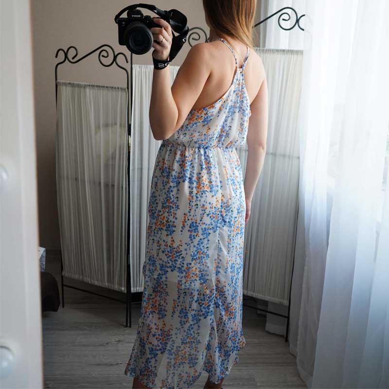 Boho Midi Dress, Sundress Ottilie in Navy