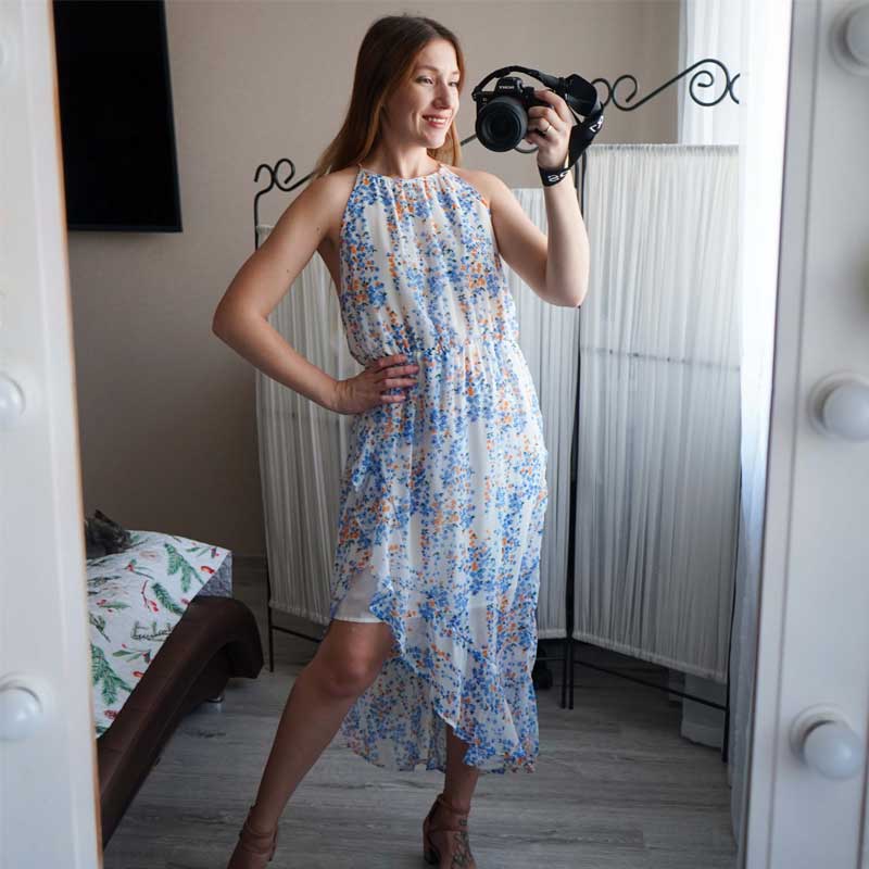 Boho Midi Dress, Sundress Ottilie in Navy