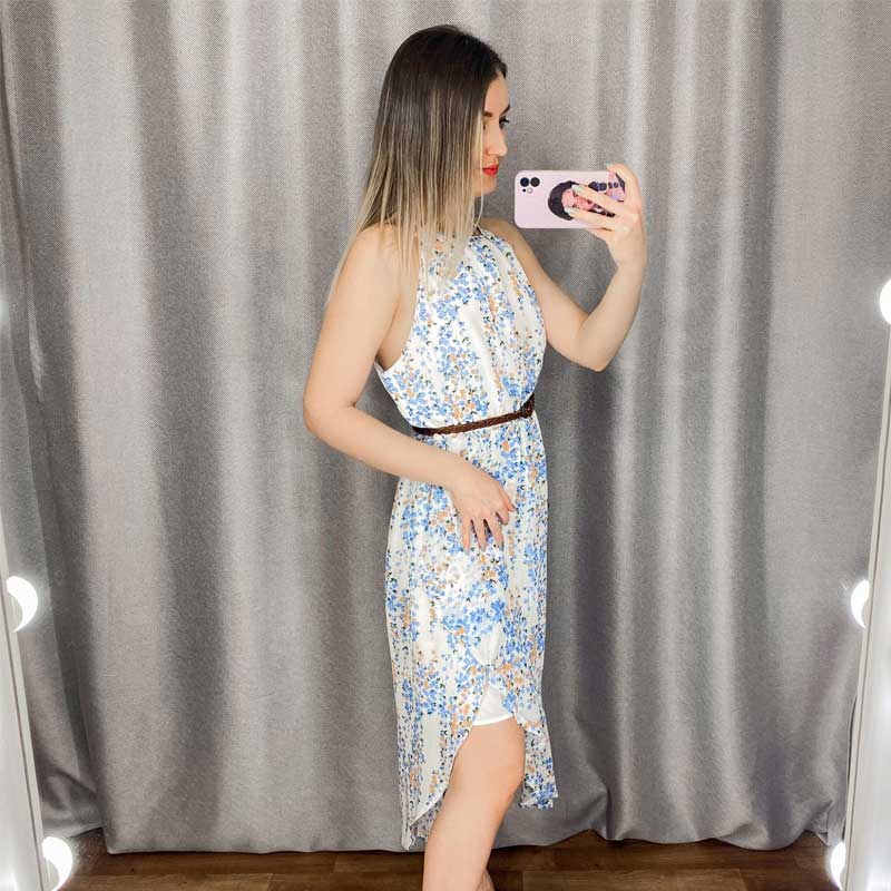 Boho Midi Dress, Sundress Ottilie in White and Red