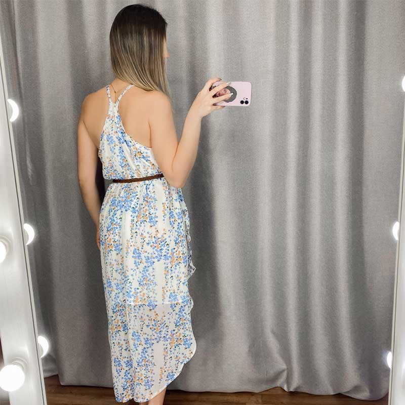 Boho Midi Dress, Sundress Ottilie in White and Red