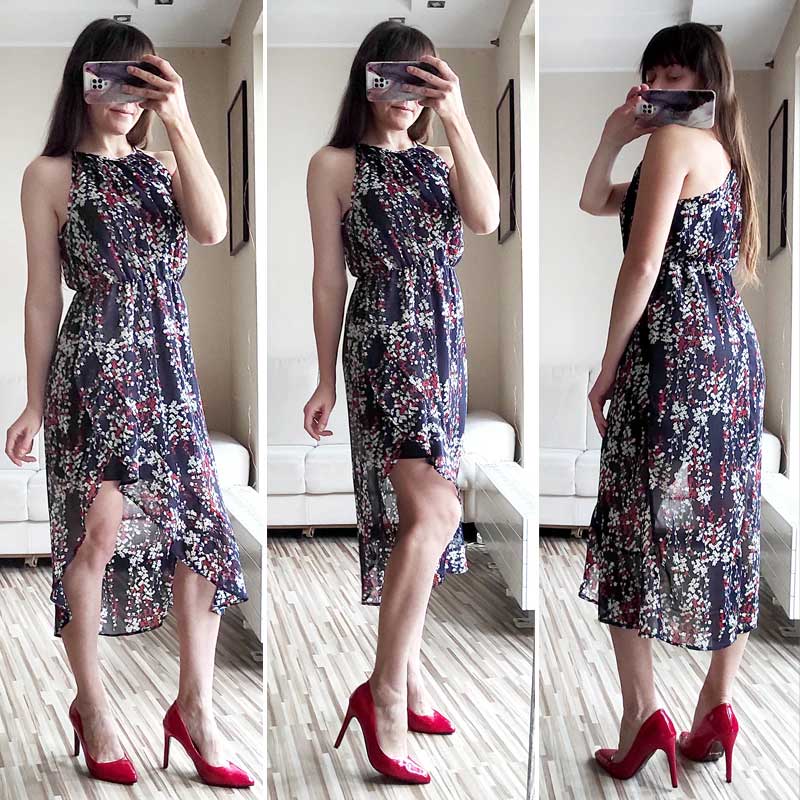 Boho Midi Dress, Sundress Ottilie in Navy