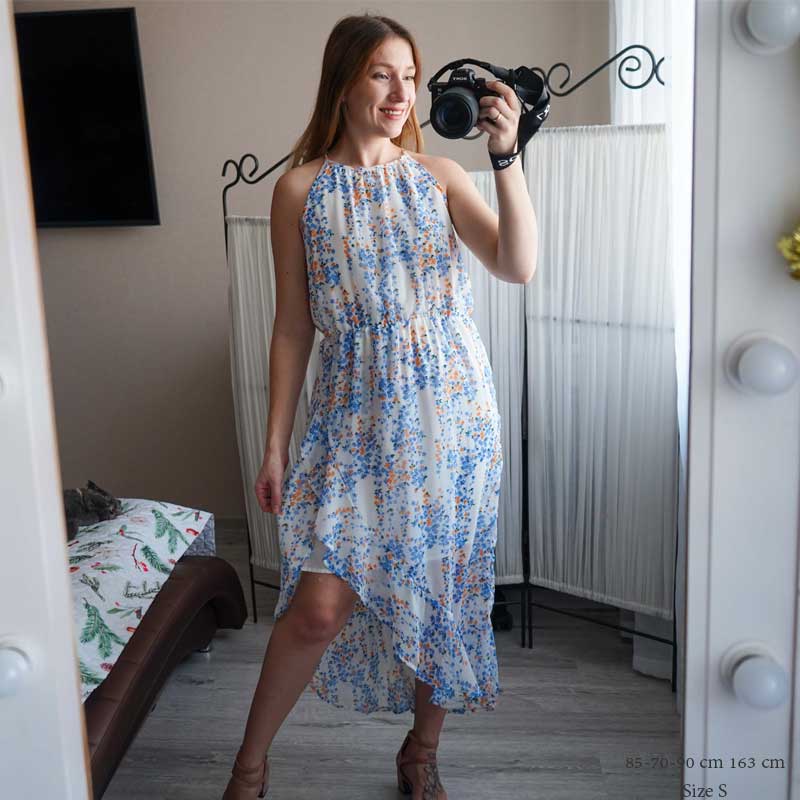 Boho Midi Dress, Sundress Ottilie in Navy