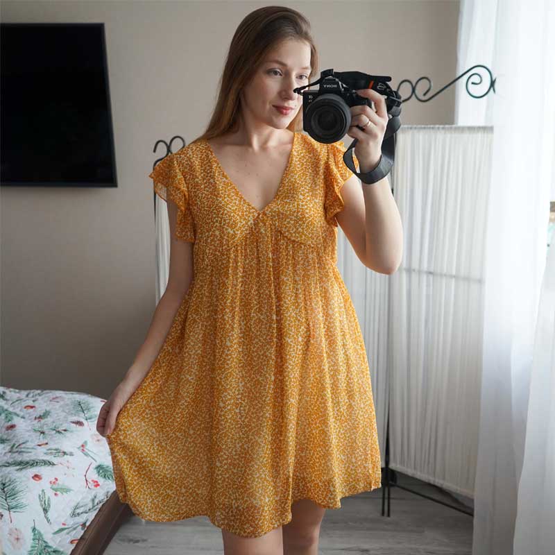 Boho Mini Dress Sundress, Ava in Yellow