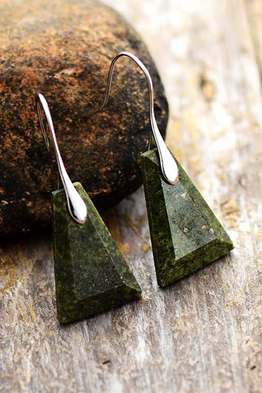 Boho Earrings, Dangle Earrings, Blue and Green Trapezoid