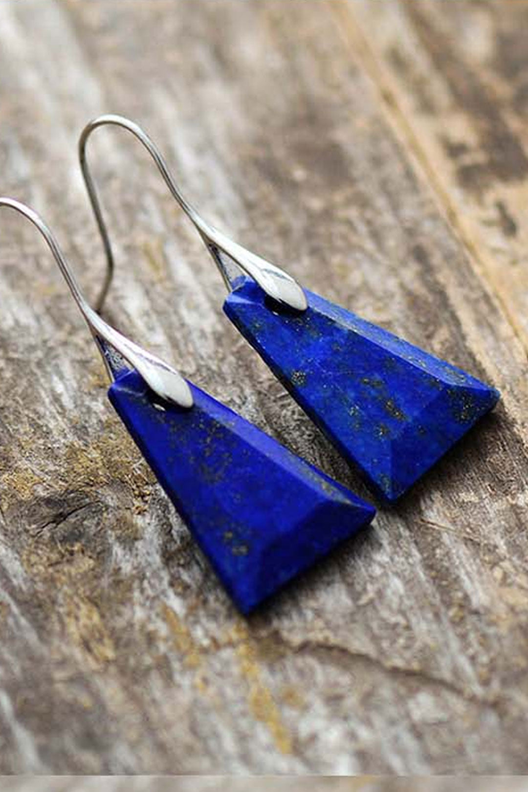 Boho Earrings, Dangle Earrings, Blue and Green Trapezoid