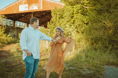 Maxi Dress with Matching Scarf, Boho Vintage Dress, Gown, Sahara in Gold