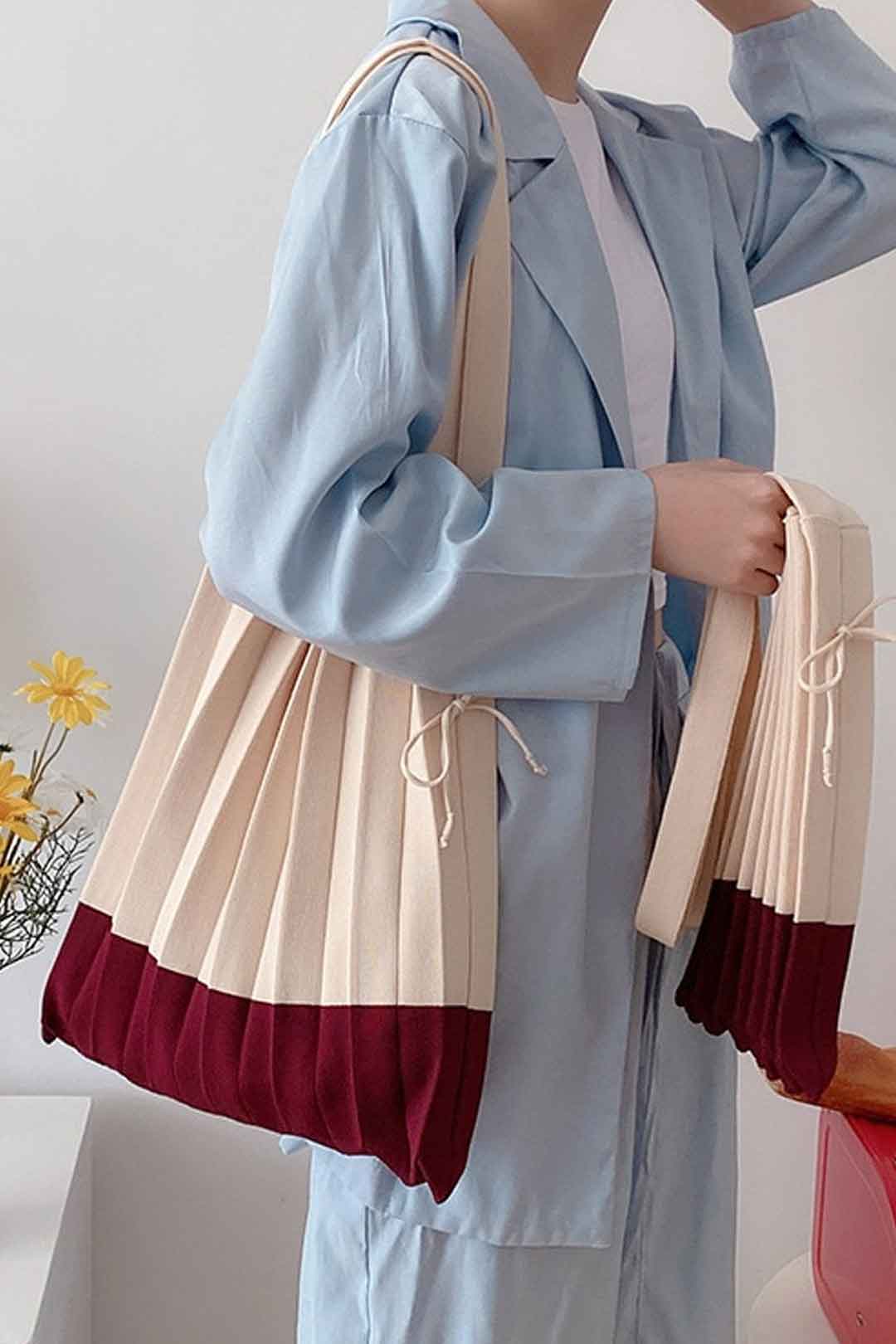 Boho Bag, Eco Tote Bags, Crochet Tote, Knitted Shopper Handbags, Pleated Bags in 6 colors