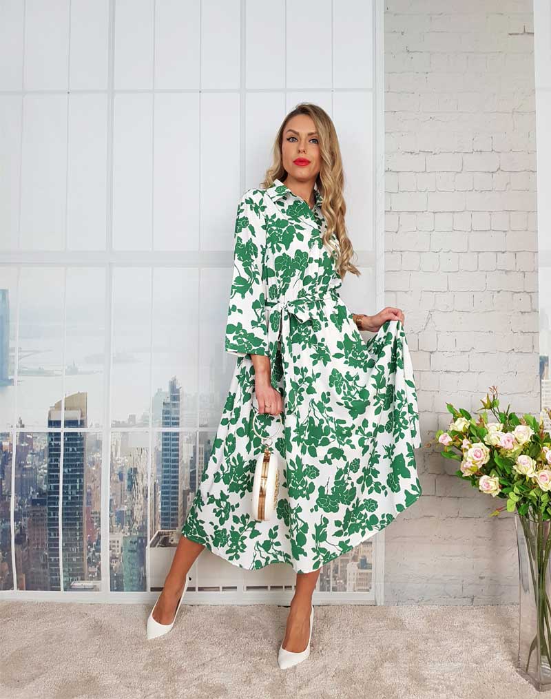 Boho Midi Dress, Shirt Dress Evangeline