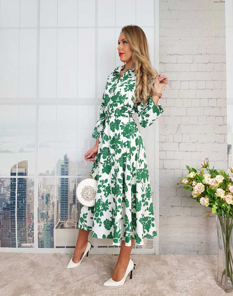 Boho Midi Dress, Shirt Dress Evangeline