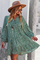 Boho Mini Dress Tunic Dress, Stella in Green and Red