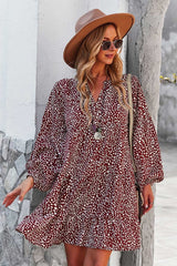 Boho Mini Dress Tunic Dress, Stella in Green and Red