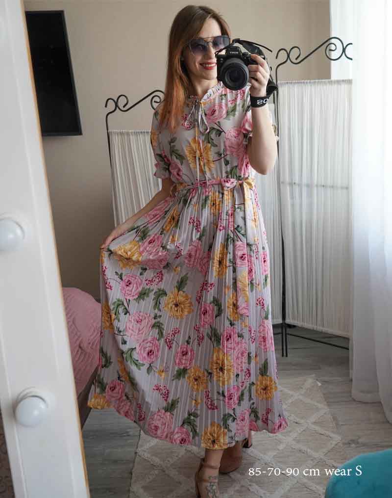 Boho Midi Dress, Pleted Dress Maisie in Whitee