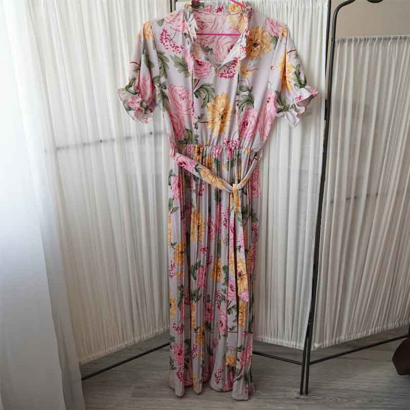 Boho Midi Dress, Pleted Dress Maisie in Blue