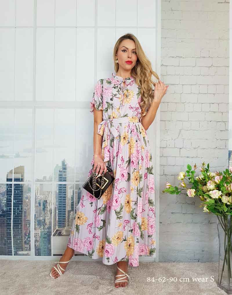 Boho Midi Dress, Pleted Dress Maisie in Navy