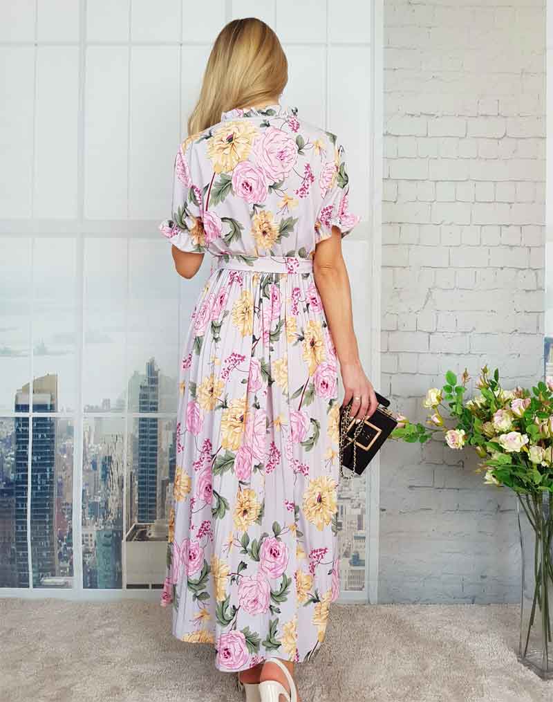 Boho Midi Dress, Pleted Dress Maisie in Purple